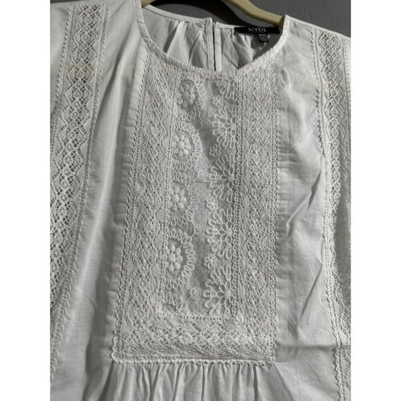 NYDJ White Long Sleeve Lace Detail Cotton Blouse XXS NWOT - Picture 2 of 8